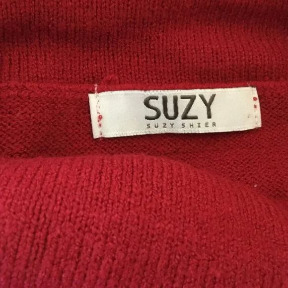 Suzy Shier Sweater Womens Small Red Knit Turtleneck Pullover Sz M - Picture 5 of 9